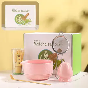 Matcha  Set, 5- Ceramic Matcha Bowl & Whisk Kit with Cute  , Traditional  Chawan, Scoop & Sifter,  for  Ceremony,  for &  Lovers ()
