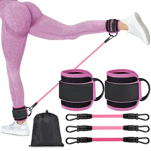Ankle Resistance Bands with Cuffs, 1 Set Ankle Bands for Leg and Glute Workouts, Booty Workout Equipment for Kickbacks and Hip Fitness Training, Glutes Exercise Equipment