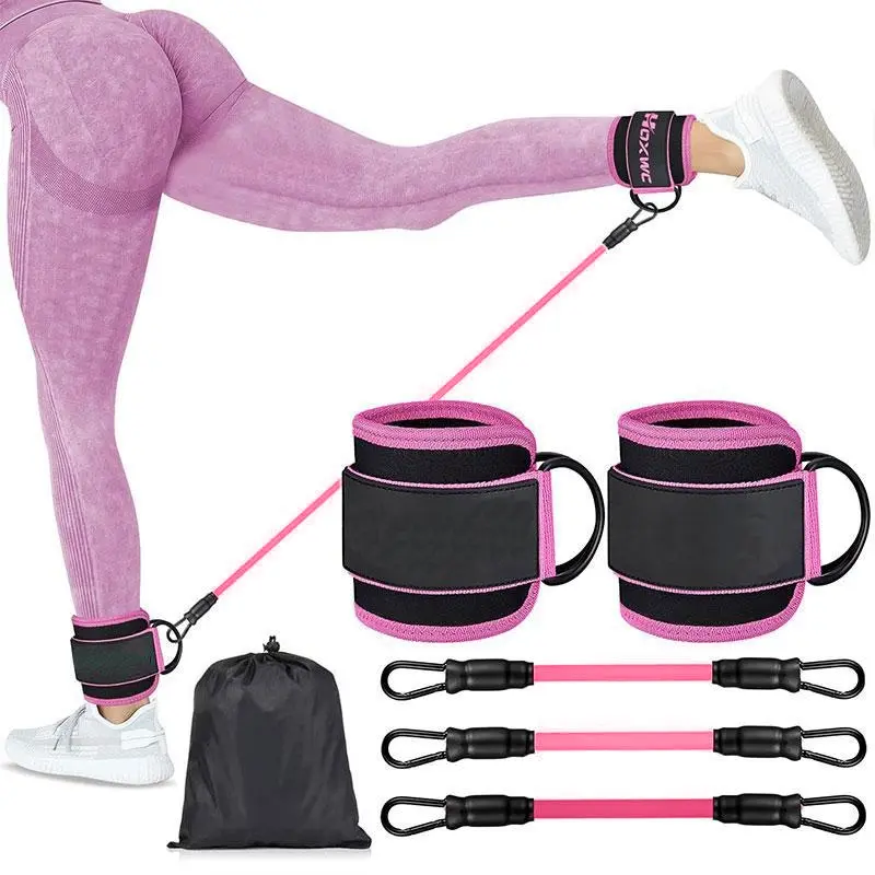 Ankle Resistance Bands with Cuffs, 1 Set Ankle Bands for Working Out, Ankle Resistance Band for Leg, Booty Workout Equipment for Kickbacks Hip Fitness Training Strength Equipment, Home Exercise Equipment, Workout Gear