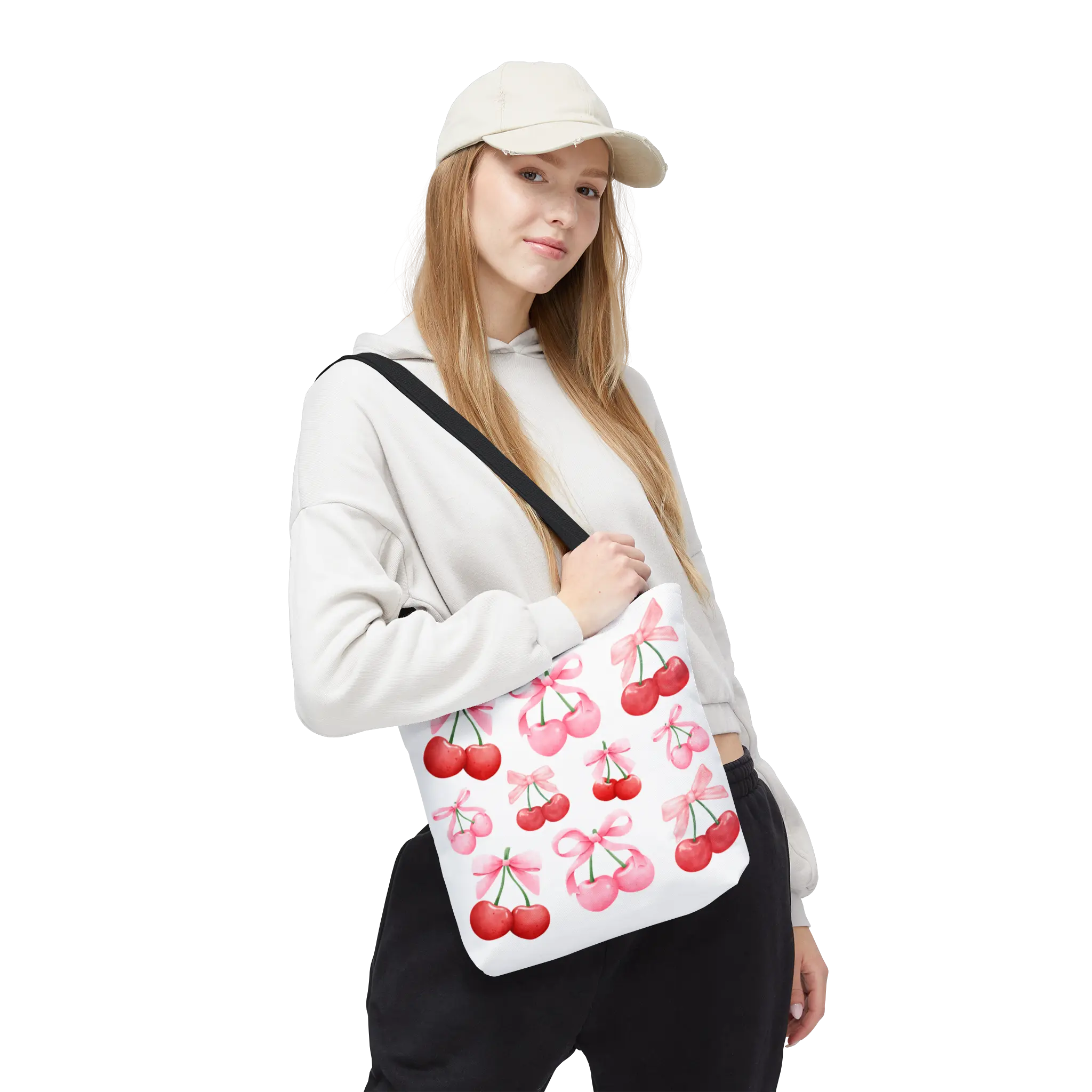 Cherry Blossom Tote Bag - Cute Cherry Print, Stylish Shopping, Eco-Friendly Gift, Vintage Farmhouse Decor, Summer Accessory