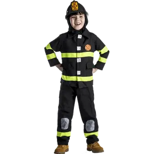 Kids' Firefighter Costume Set - Include Black Fireman Jacket, Pants & Hood Boys Costume For Halloween, Role Play , Pretend Play Fun, Theme Party & Cosplay Party