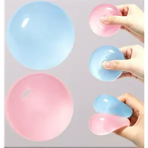 blue and pink 2 pack set features coconut oil squishy as a coconut oil stress ball with handmade malleable clear jelly bubblegum texture perfect for squishing and stress relief