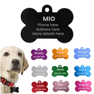 Mio Crafts Custom Double-Sided Aluminum Dog & Cat Name Tag with Laser Engraving Personalized Pet ID Tag for Luna Max Charlie Bella Rocky Daisy Ginger Buddy Coco