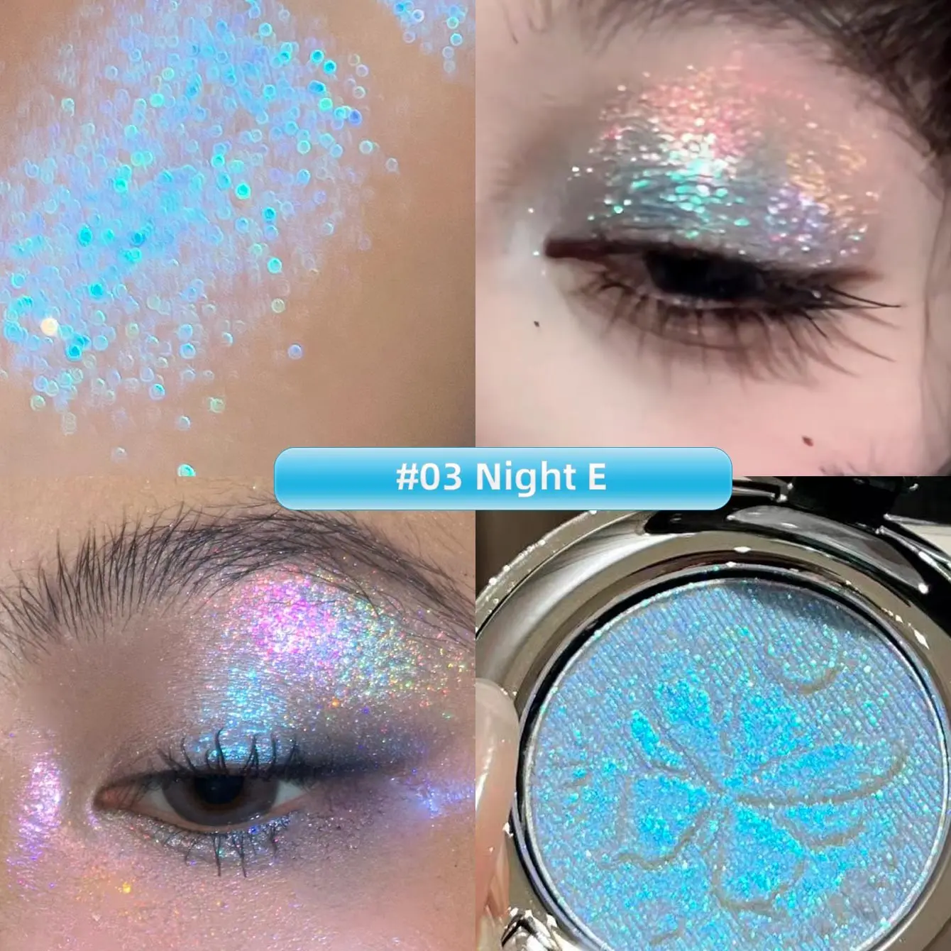 Chameleon Highlighter Eyeshadow, Shimmering Blue, Brightening Eye Shadow, Multi-Reflection Colors, Daily Use, Music Festival Makeup, Glitter Shimmer Eyeshadow, Eye Makeup Products