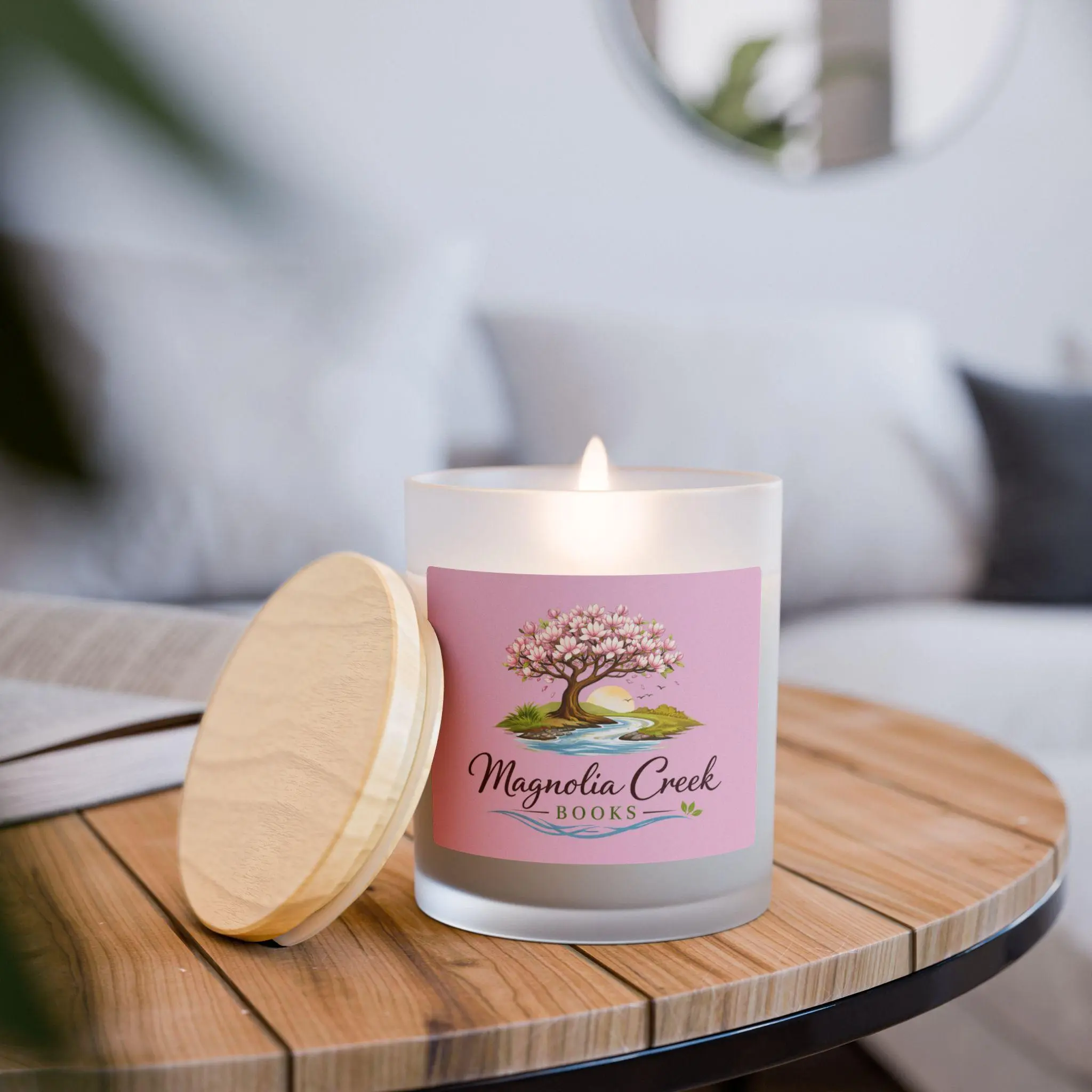 Magnolia Creek Books Reading Candle – Rose Garden Glow (11oz Frosted Glass)