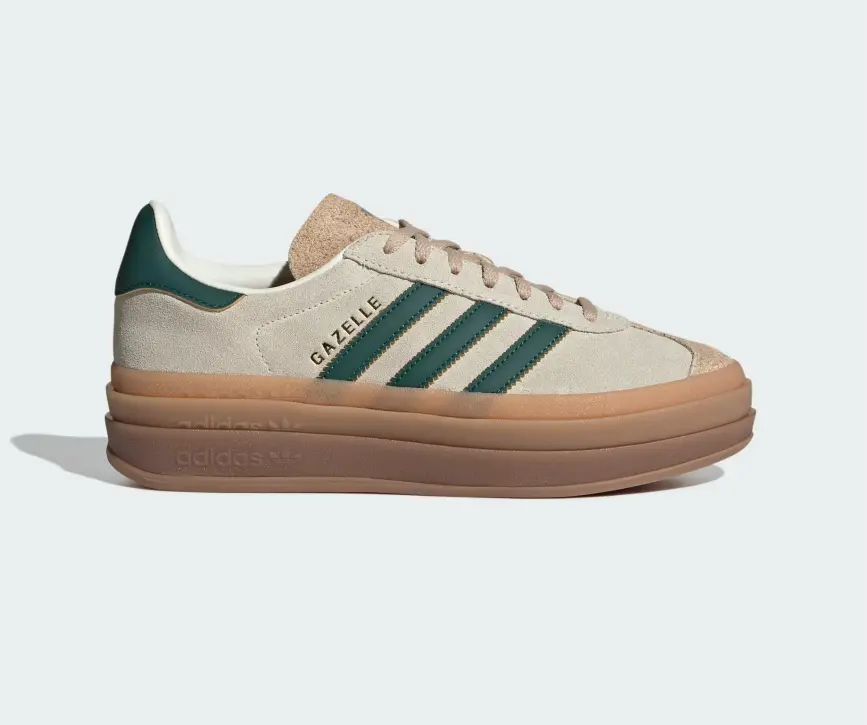 Adidas Gazelle Bold Women's Sneakers Cream Green Suede Retro Low Top Casual Shoes ID7056
