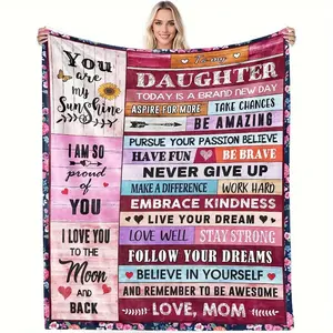 A flannel print blanket, suitable for home, travel, and a high-end gift, Ultra-light, soft, warm plush throw blanket, Lightweight Cozy Blanket, Cozy throw blanket, Slogan print blanket, made of 100% polyester material