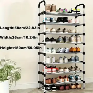 1 Pack Metal Shoe Rack Tower Freestanding Space Saving Organizer for Entryway Hallway Bedroom Living Room Modern Classic Design 4-Tier Storage Shelf