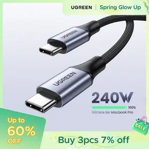 UGREEN 240W USB C to USB C Cable Fast Charging Compatible for Mackbook Pro, Laptop, iPhone 17 16 15 Pro Max Samsung Smartphone Port Device -Deals for You，TikTokShopSpringGlowUp,Greenish