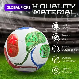 Official Size 5 Heat Sealed Soccer Ball, Football Balls, Durable Non-Slip PU Material, Ideal Gift for Friends & Family, Perfect for Adult Matches #GLOBAL PICKS