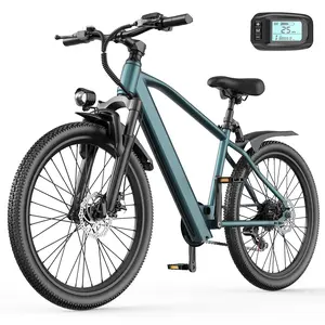 GT300 Ebike Electric Mountain Bike  Lithium Battery ,7 speed Peak 540W Motor Dual Shock Absorbers System Dual Disc Brakes Smart LED display  electric  t  white  bmx budget  , e  bike 26  inch electric  bike  for  adults xl  26