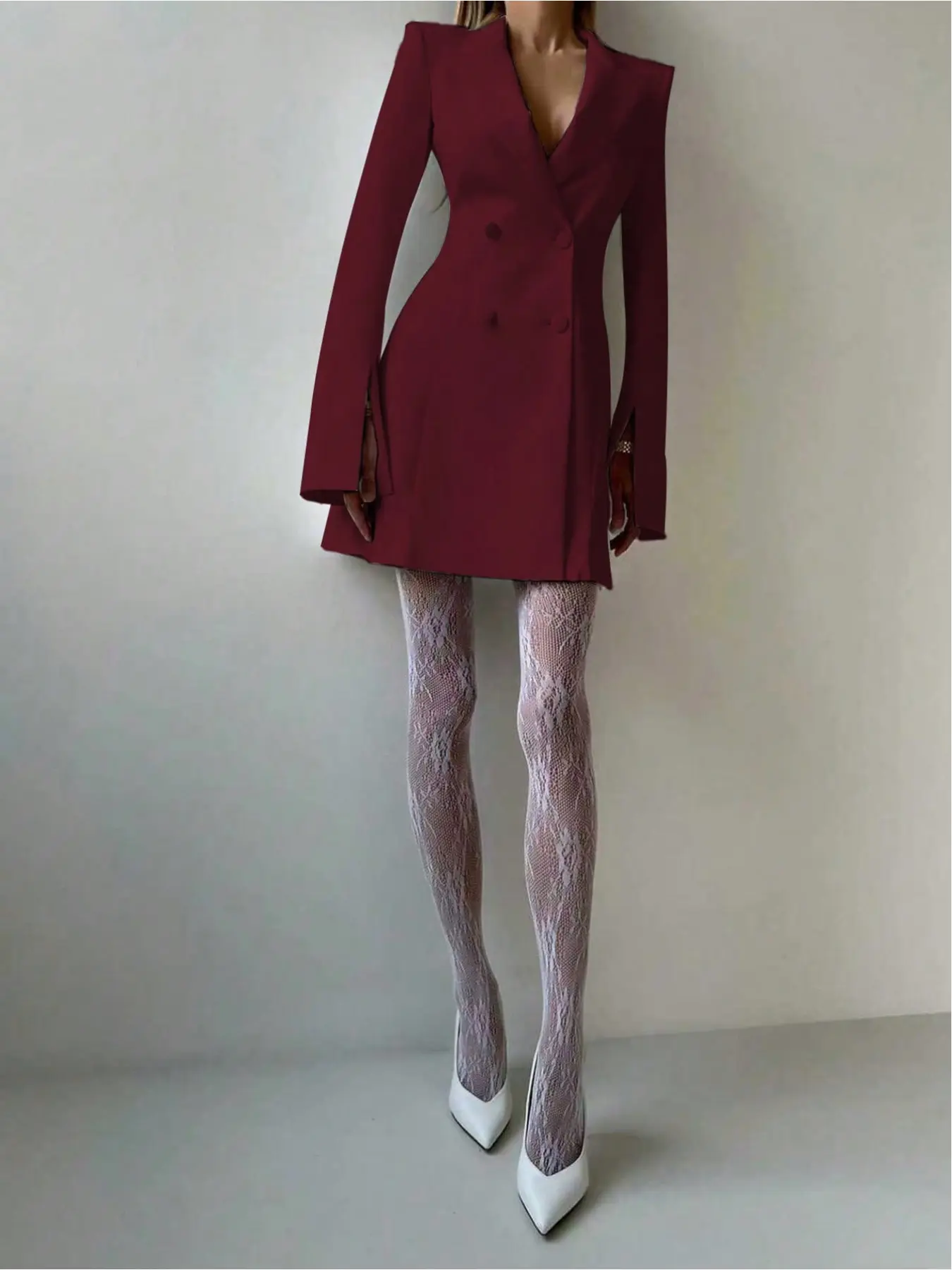 Elegant everyday business workplace commuting waist-cinching blazer dress