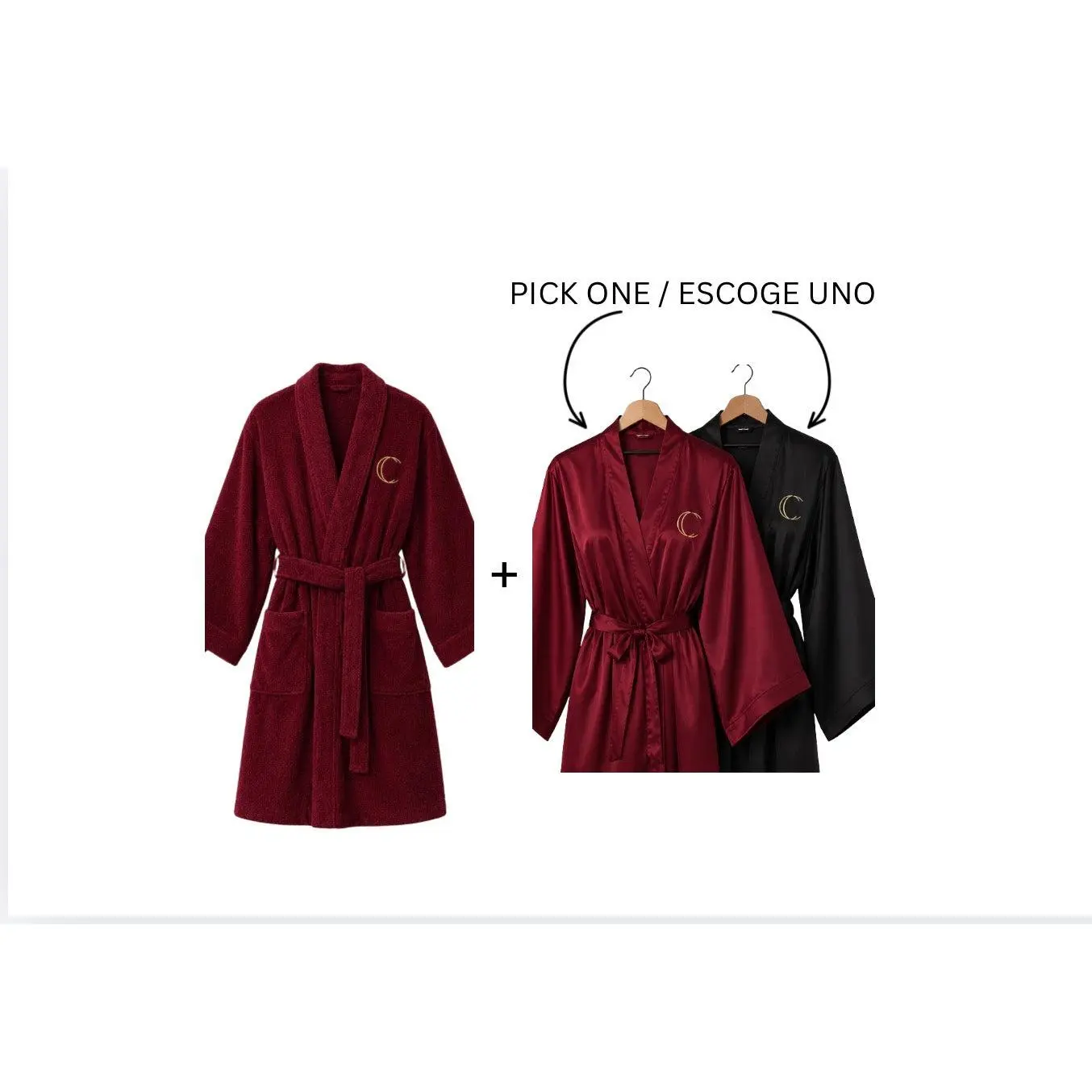 CC BATH TOWEL ROBE + 1 LUX SATIN ROBE CC BATH TOWEL ROBE + 1 LUX SATIN ROBE