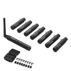 VEVOR DMX Wireless Receiver, 7 Receivers & 1 Transmitter, 2.4G ISM Band, 656 ft Transmission Range, with Bag and Adapter, Wireless Stage Lighting Control, for LED Stage Party DJ Bar Lighting, Black