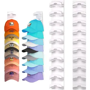 2 Pack Hat Organizer Wall Mounted Baseball Cap Hold up to 20 Hats Black or White Hat Rack for Wall with Strong Adhesive and Wall Drilled for Door Bedroom Closet Easy Access Display Hat Hanger Holder Multilayer Two Mounting Option Hat hook on wall