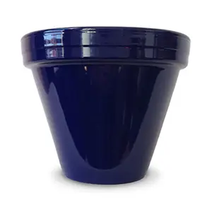 212 MAIN Round Cobalt Powder-Coated Ceramic Standard Garden Pot Planter - 8.5x7.5 in, Pack of 10, Round Planter