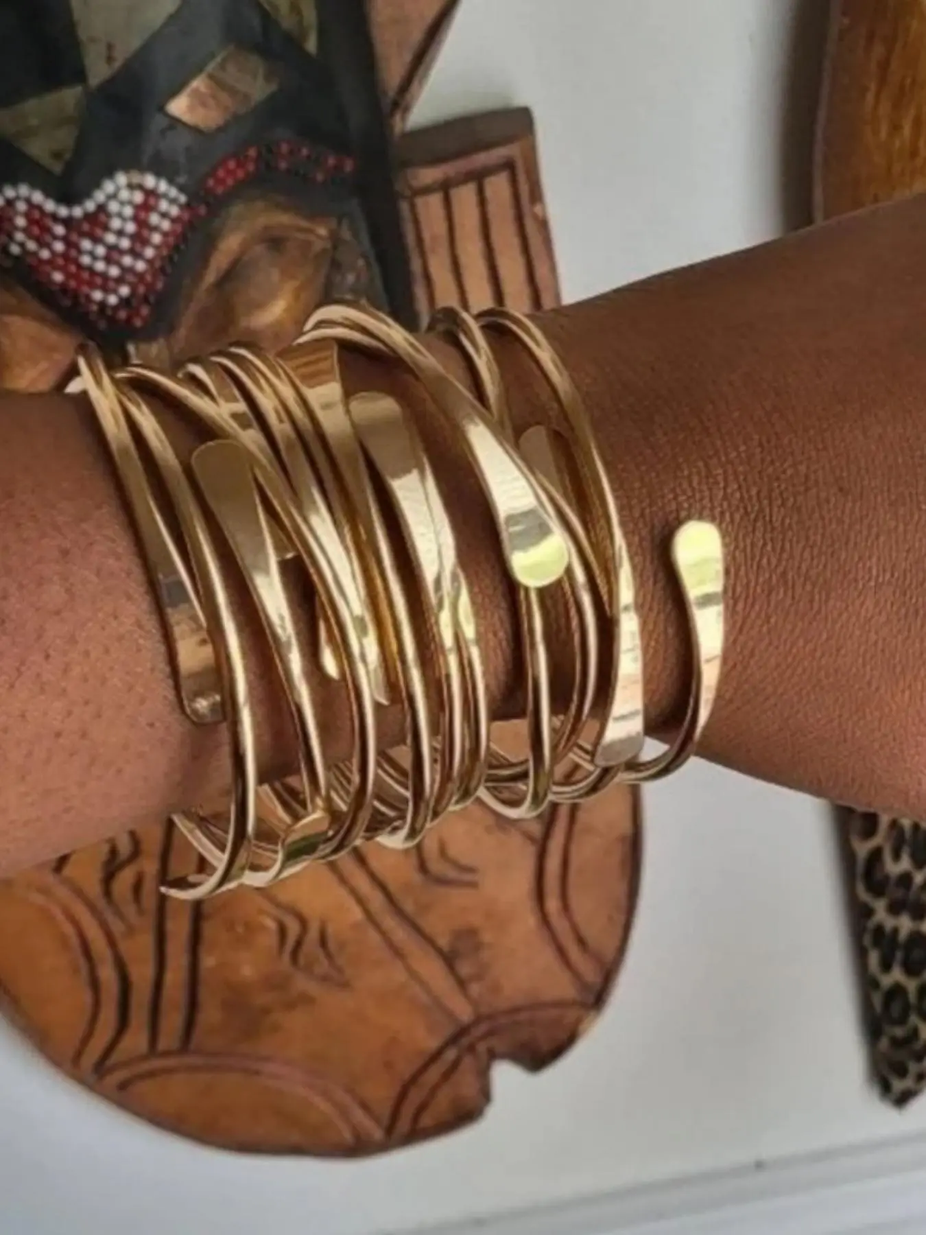 10pcs Women's Punk Style Bracelet Set, Open Bangle, Trendy Stack Bangle, Irregular Leaf Twist Design, Zinc Alloy Chain, Perfect Gift for All Seasons