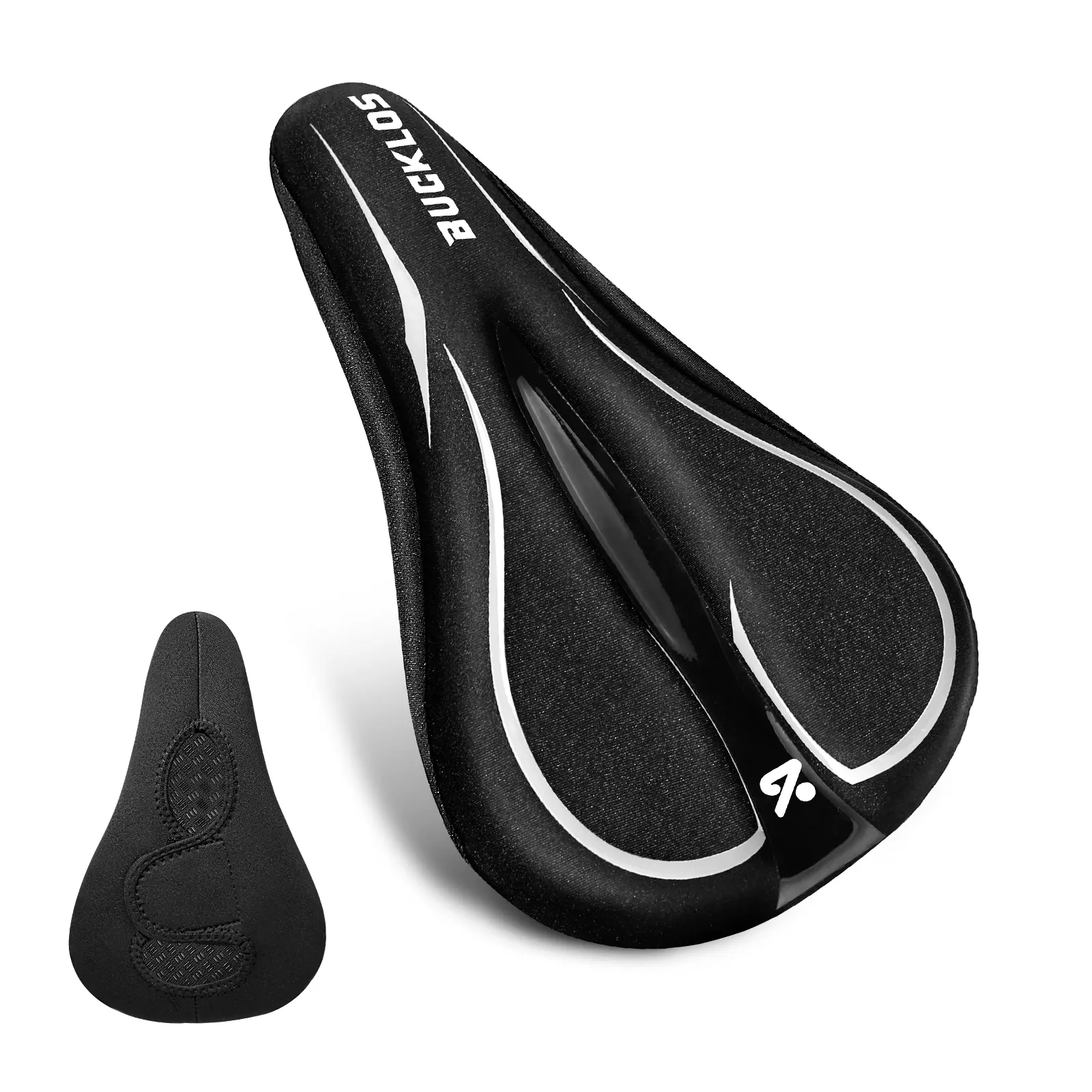 BUCKLOS Wide Shape Memory Foam Padded Bicycle Replacement Seat Cushion - Easy-to-Install Cycling Bike Accessory for Adult Men Riders, Fit for Peloton, Exercise Bikes, Ebikes, Biking Use, Adults, Padded Cushion, Easy Install, Accessories, Unisex Adults