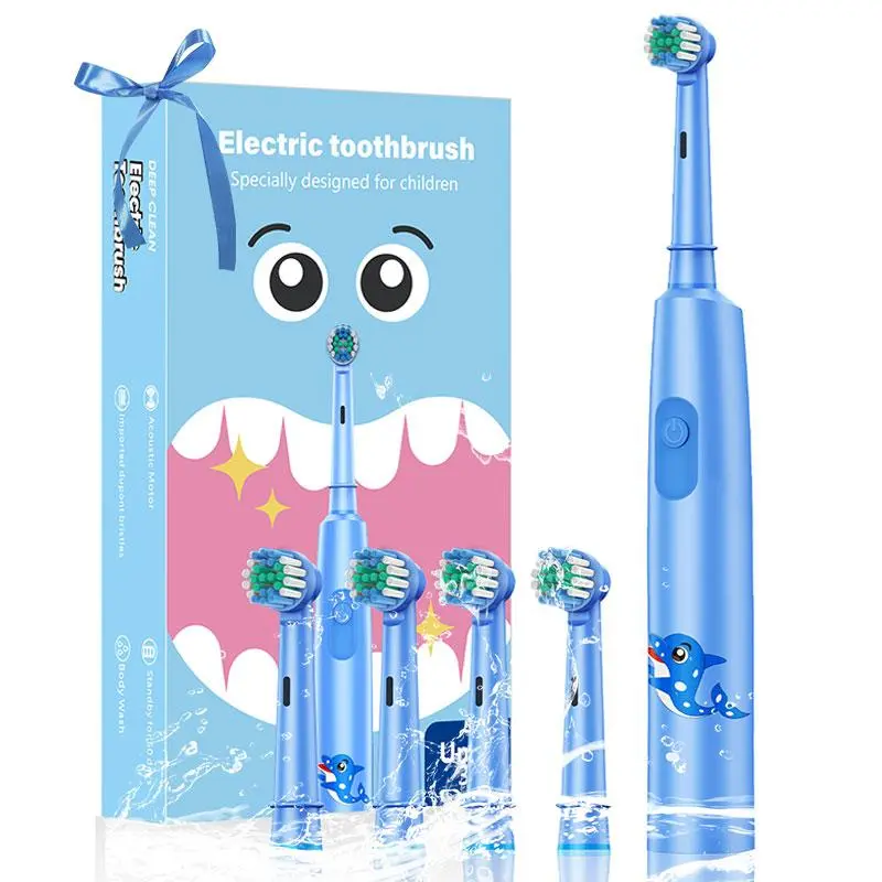 Cartoon Design Electric Toothbrush, 1 Count Round Rotating Soft Brush Head Toothbrush with 3 Cleaning Modes, Waterproof Toothbrush for Kids, Childrens Toothbrush, Power Toothbrushes