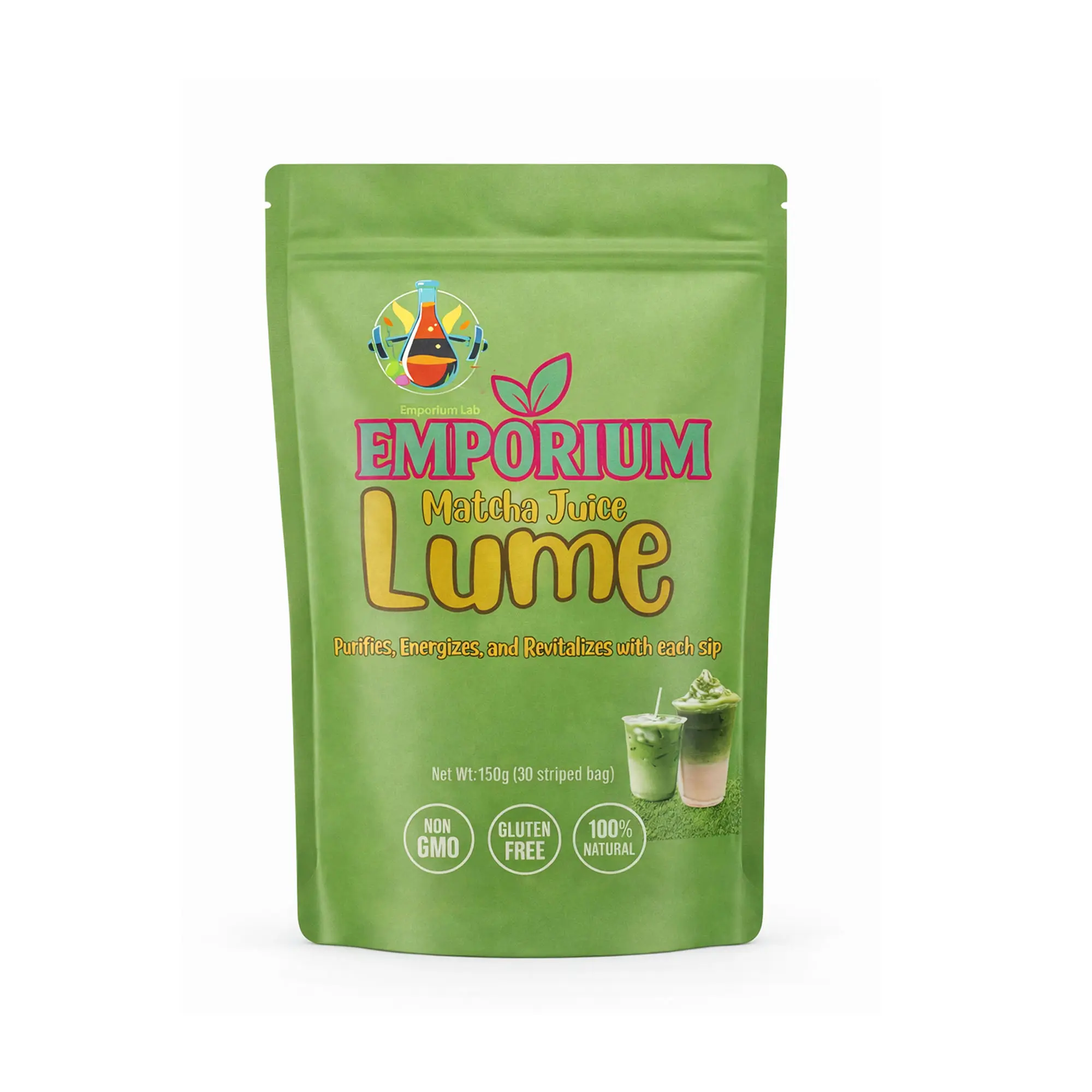 Emporium Lume Matcha Juice | Vanilla Matcha Latte Powder | Collagen 1,500mg + Matcha 750mg + Probiotics | Non GMO · Gluten Free · 100% Natural | 30 Sachets