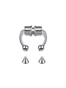 Magnetic Fake Nose Ring, Stainless Steel Horseshoe Design, Non-Piercing Titanium Steel Magnet Clip-On Accessory for All Seasons Western Jewelry