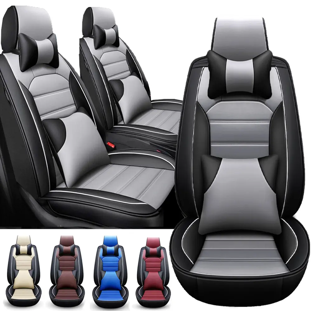 Waterproof Luxury Leather Car Seat Cover 5 Seats with Neck Support Pillows Full Coverage Universal Car Seat Cover Comfortable Durable Protector for All Cars,Fatherdaygifts, leathercar decor car stuff ,Universal Fit For Nissan Altima/Sentra/Rogue/Versa