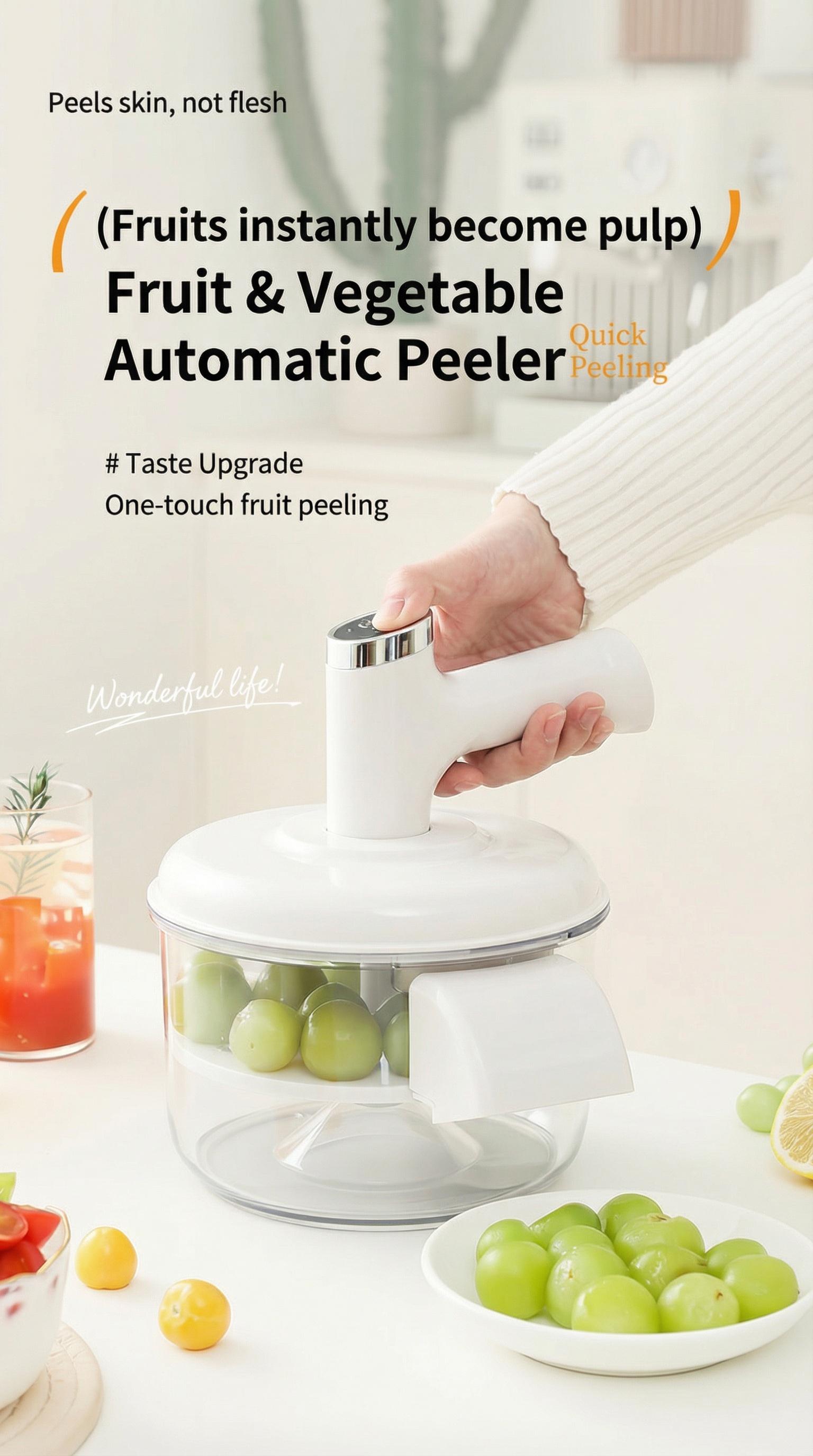 Multifunctional Automatic Vegetable Peeler, One-Button Operation, Fast Peeling, Suitable for Home or Commercial Kitchen, Food Prep Tool, Vegetable Cutting Slicer
