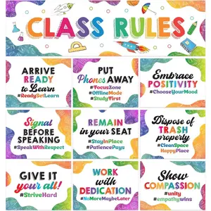 10 Colorful Classroom Rules Banner and Posters MatteLaminated Inspirational Classroom Rules Poster Middle School