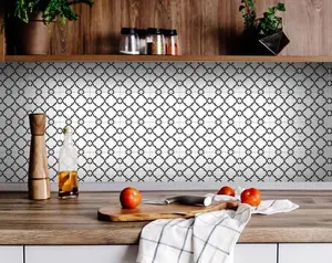 HomeRoots 399912 6 x 6 in. Black & White Prism Peel & Stick Removable Tiles, 24 Pieces, Peel And Stick Removable Tiles, Kitchen Backsplash