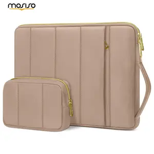 MOSISO 13–14 Inch Puffy Laptop Sleeve with Small Case & Side Handle, Soft Protective Carrying Bag Compatible with MacBook Air 13/14 M3 M2 M1/Pro 13/14, HP, Dell, ASUS, Lenovo, Lightweight Quilted Computer Cas