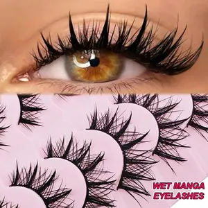 7 Pairs Wet Look Cat Eye Volumized False Eyelashes, Curl False Eyelashes, Pointed Tip Design, Natural Looking Fake Lashes, Perfect for Daily Wear & Special Occasions