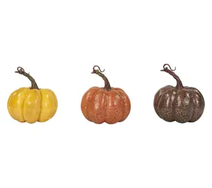 Northlight Crackle Finish Harvest Pumpkins 4" Set of 3