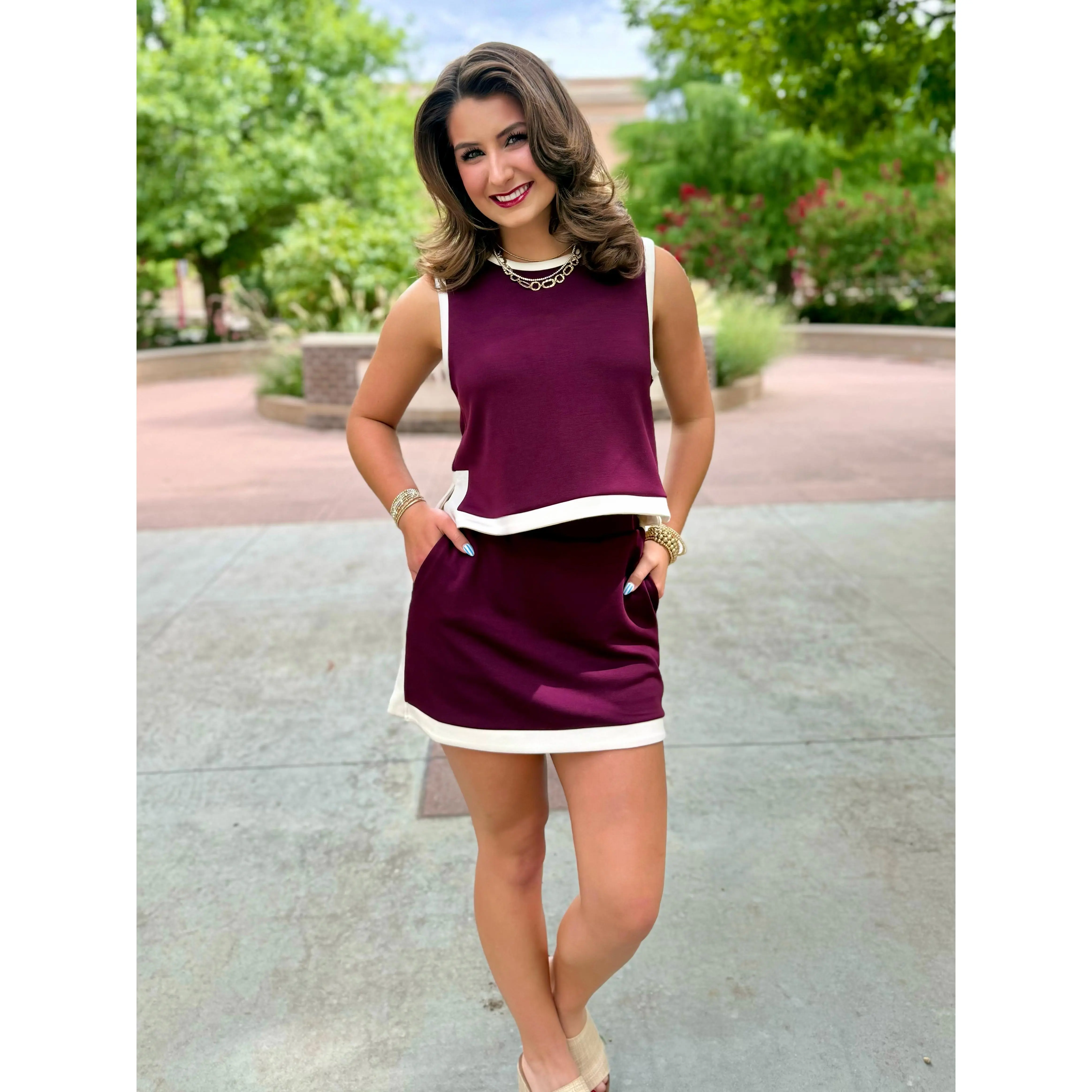 Game Day Darling Maroon Skort Set
