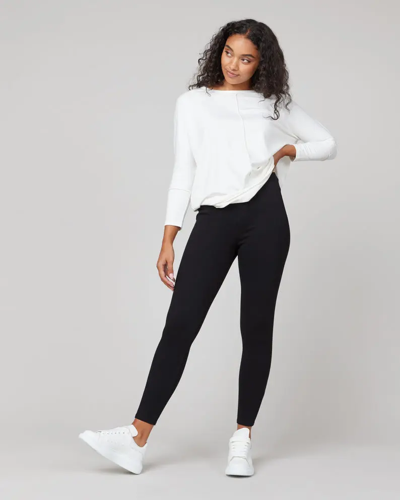 Women's Ankle Leggings, Jean-Style Pull-On with Tummy Shaping, Cotton Blend Fabric and Functional Back Pockets