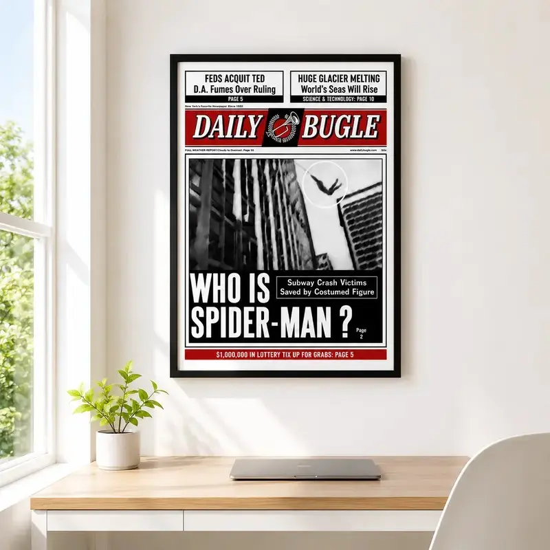 Spider-Man Vintage Poster, Spider-Man Newspaper Poster, Movie Poster, Spider-Man Wall Art