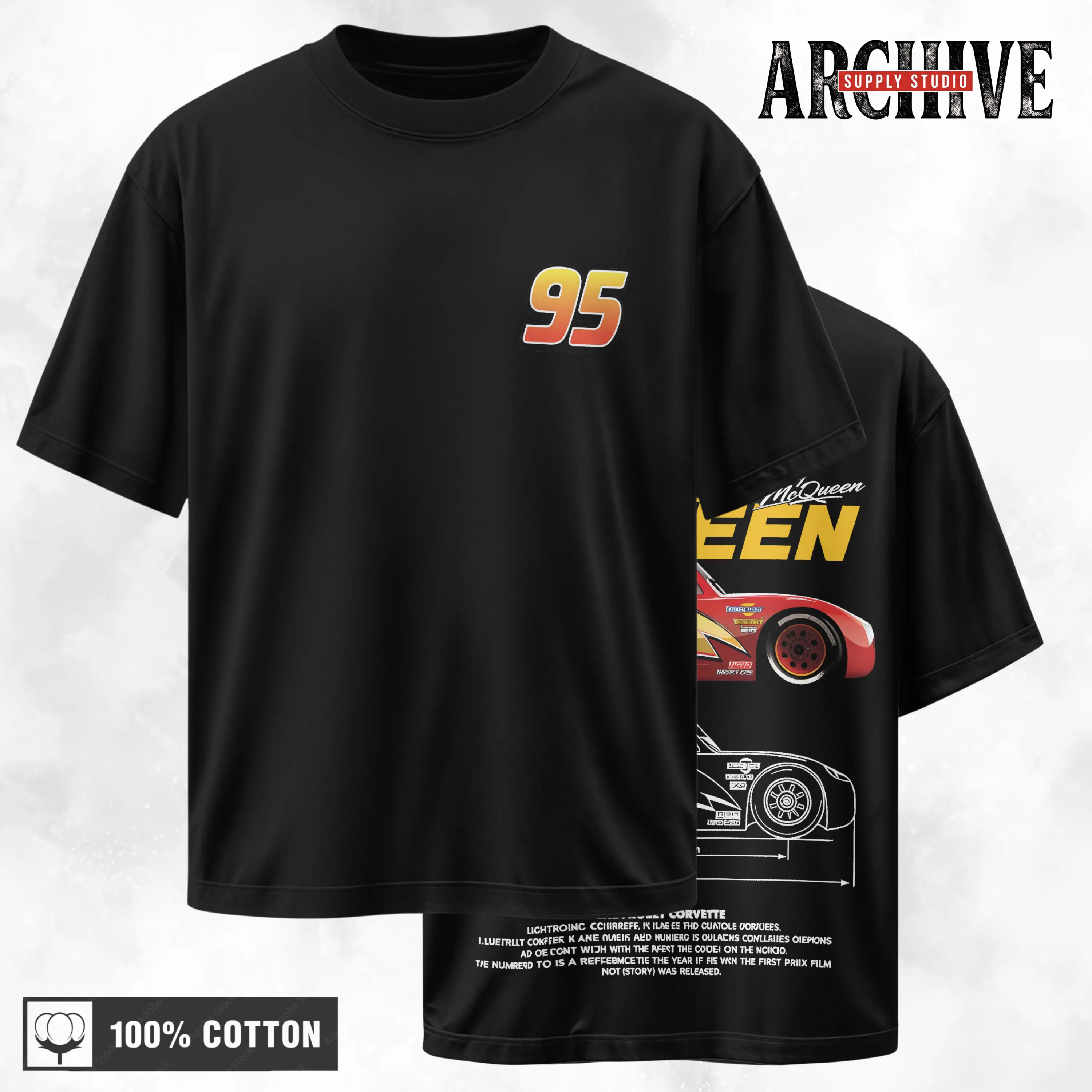 Retro Two Side Cars Movie T-Shirt, Mcqueen and Mater Lightning Detail Vintage Unisex Graphic Tee | Top Trendy Y2K Classic Streetwear Racing Style For Fans