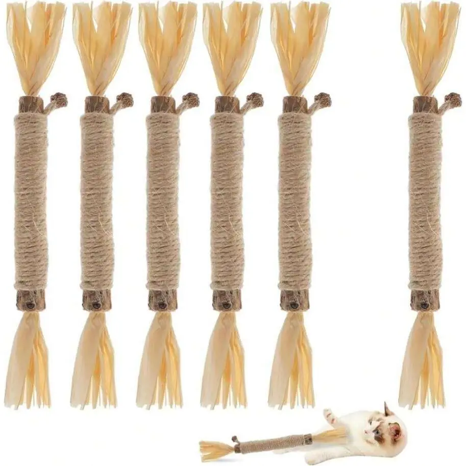 6 PCS Premium Cat Chew Stick Toy, Natural Silvervine Sticks Cat Toys, Catnip Alternative Cat Chew Toys Teeth Cleaning, Matatabi Cat Treat, Edible Kitty Toys