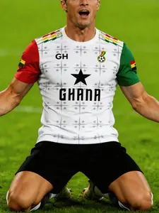 Men's & Boys' Ghana World Cup Football Jersey, African Round Neck Design, Comfortable Fit, Ideal for Matches, Training, Casual Wear, Sport Top