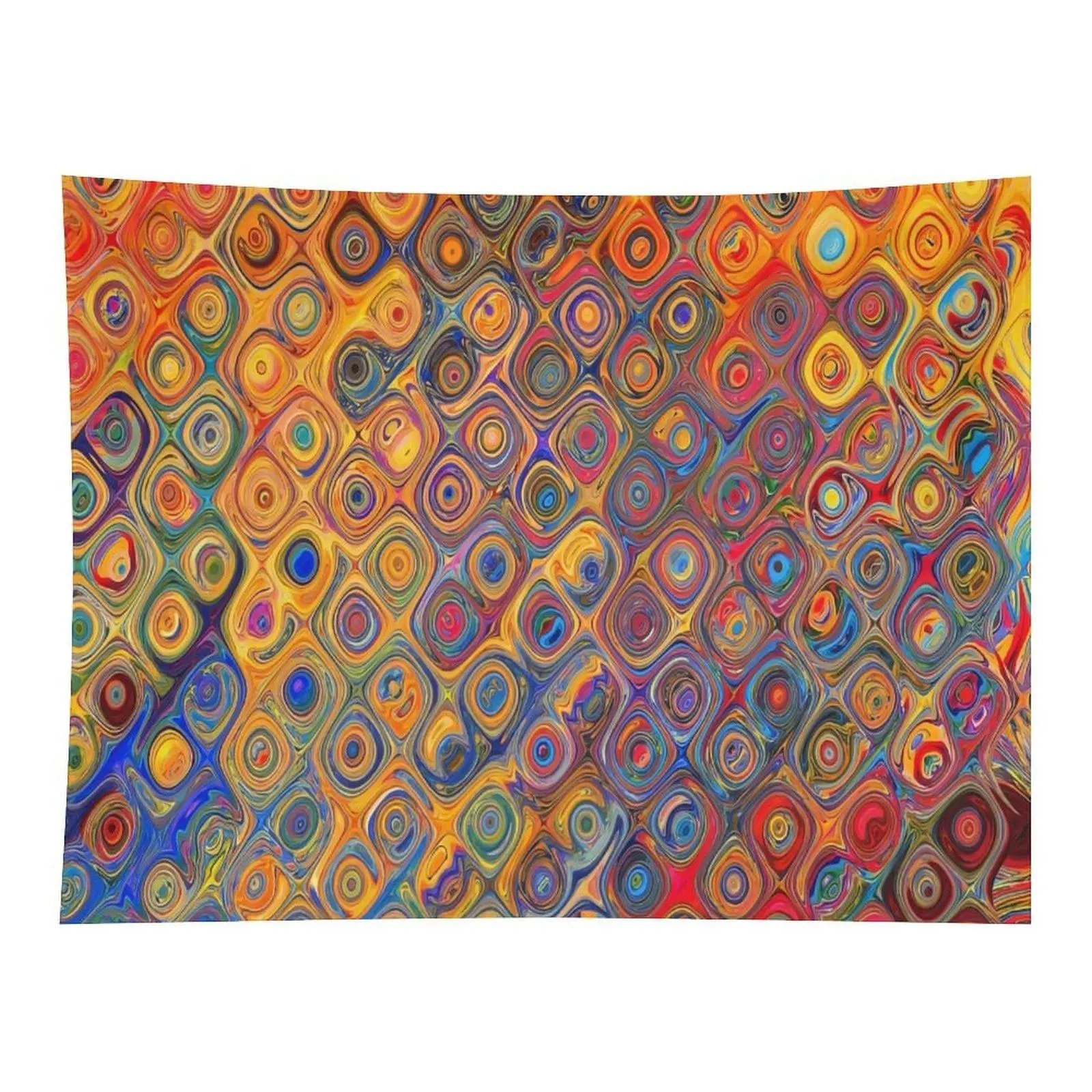 Multicolor Swirl Marble Liquid Abstract Geometric Wall Tapestry Wall Hanging, Rainbow Fluid Art Psychedelic Square Circle Texture Decor for Trippy Teen Bedroom Dorm Desk Backdrop