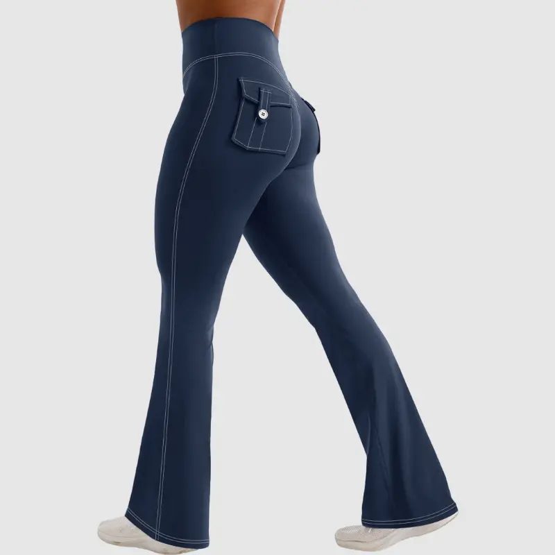 Flamingals High Waisted Hidden Scrunch Flared Leggings With Cargo Pockets 31inch 4-way stretch Flamingals High Waisted Hidden Scrunch Flared Leggings With Cargo Pockets 31inch 4-way stretch