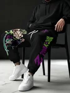 Men's Brolly Graphic Print Fitted Pants, Women's Stylish Slim Fit Joggers with Pockets, All-Season Active Wear