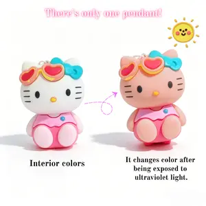 Viral TikTok Sanrio Hello Kitty UV‑Reactive Color‑Changing Keychain Kawaii Sun‑Activated Color Shift Pendant for Bags, Keys & Daily Decor