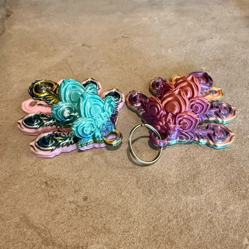4x3.5 Inch 3D Decorative Peacock Keychain - Colorful Design