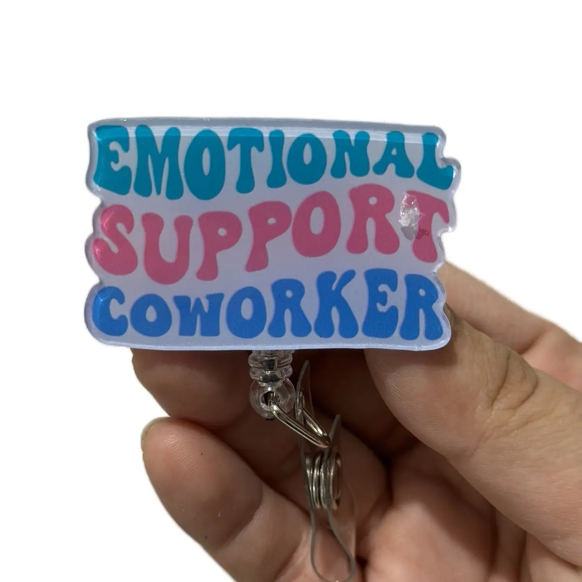 Emotional support coworker badge reel ID holder