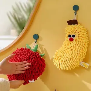 Cute Chenille Hanging Household Hand Towels for Kitchen and Bathroom, Thick Absorbent Towels with Decorative Design, Super Strong Water Absorption, Hangable