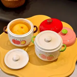 Fashionable Ceramic Steamer Pot, Small Soup Bowl, Sweet Dishware, Essential Kitchen Tool, High-End Restaurant Item, Perfect Gift, Unique Pot