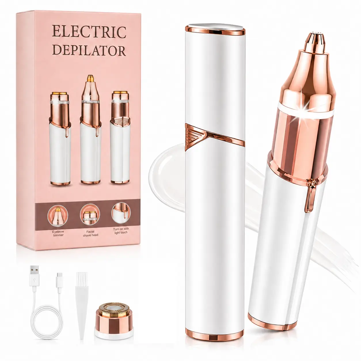 Women's 2-in-1 Multifunctional Hair Shaver - Rechargeable Electric Trimmer & Epilator, Portable Shaver with Dual Heads for Painless Grooming of Pubic Hair, Face, Underarms, IPX7 Waterproof, Holiday Gift, Hair Remover, Daily