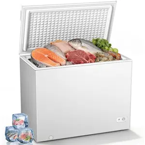 Kismile 10 Cu.ft Chest Freezer with Removable Basket Free Standing Top open Door with Adjustable 7 Temperature Defrost Water Drain/Power Saving,White