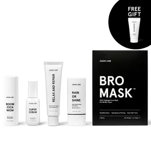 Jaxon Lane Rewind Time Skincare Routine - Anti-Aging Set For Men with Gel Cleanser, Super Serum, Relax and Repair Moisturizer, Sunscreen, and Bro Mask