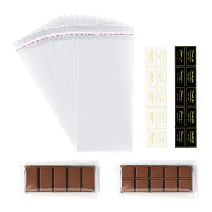 100 Pcs Knafeh Pistachio Chocolate Bar Wrappers with 100 Pcs Thank You stickers - 2.5 x 7.1 inch Candy Bar Packaging- Self Adhesive Small Plastic Wax Melt Snap Bar Bags